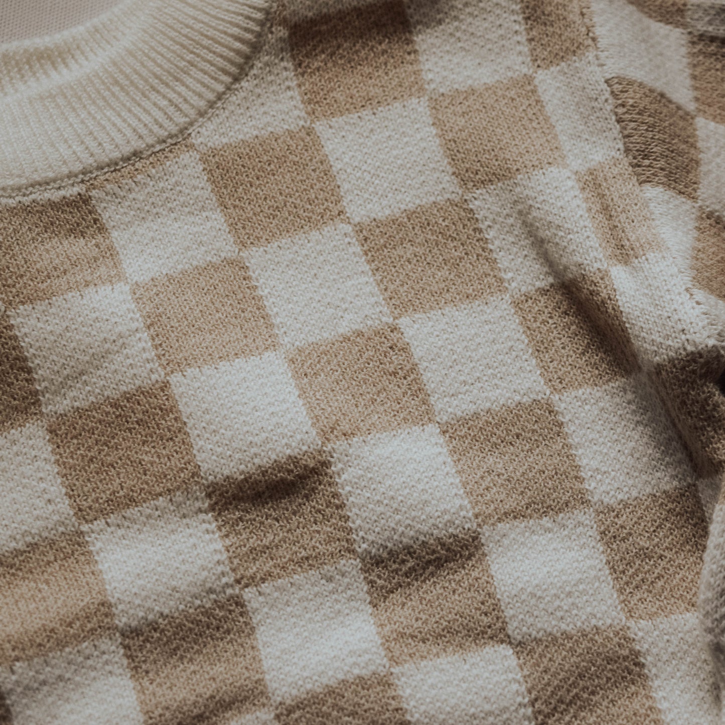Checkered Jacquard Pullover Sweater
