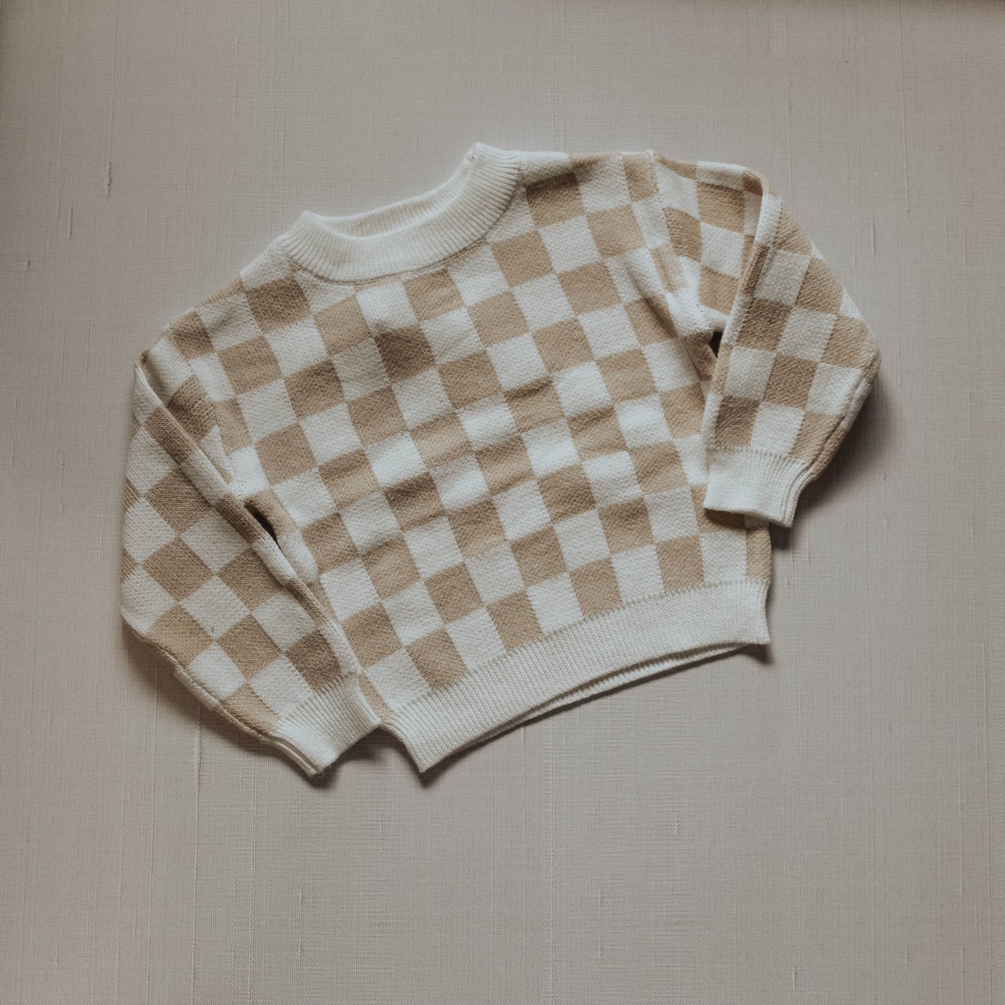 Checkered Jacquard Pullover Sweater